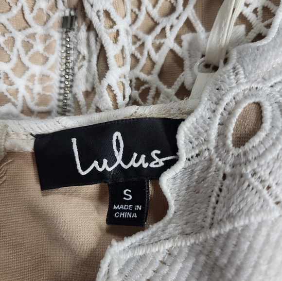 Lulus Womens Elegant Cream Lace Lined Spaghetti Strap Dress Size S - Picture 6 of 6